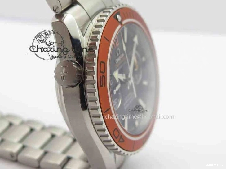 0517 Sophisticated Planet Ocean Master Chronometer Chrono SS OM 1:1 Best Edition Orange On SS Bracelet A 8156
